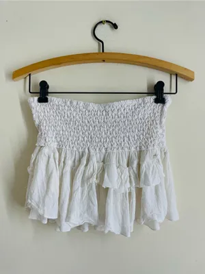 Free People Adella Corset Cami Tube Top White Lace Ruffle Boho Festival size M thumbnail 4