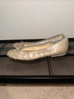 Stuart Weitzman Quilted Ballet Flats in Metallic Beige thumbnail 2
