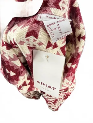 NWTs Ariat Fillmore Shirt Jacket in Burgundy and Cream Aztec Pattern, Size M thumbnail 6
