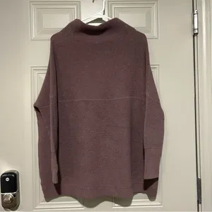 Free People XS Oversized Mauve Cowl Neck Sweater thumbnail 5