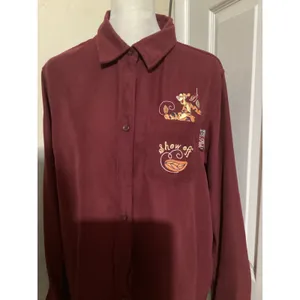 Disney Tigger Show Off Embroidered Burgundy Button Up Shirt Women's Medium thumbnail 2