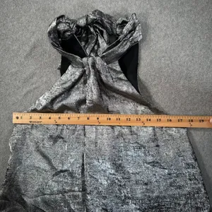 Do + Be Metallic Silver Halter Neck Bow Blouse Size Small Party Sleeveless thumbnail 4