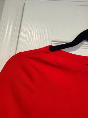 NWOT LRL Lauren Ralph Lauren Size M Red Boat Neck Cuffed Sleeve Top Cotton thumbnail 5