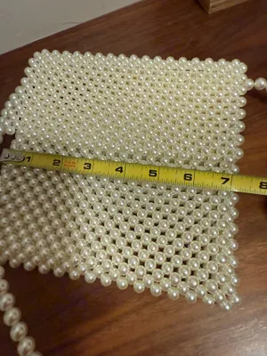 Pearl Beaded Crossbody Bag in Cream thumbnail 4