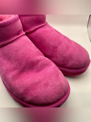UGG Classic ultra mini Hot Pink water resistant suede shearling lined boots 9 thumbnail 6
