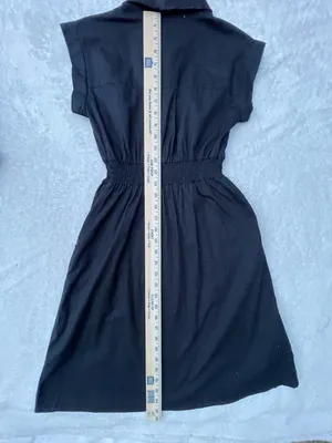 Black Button-Front Shirtdress with Smocked Waist‎ thumbnail 10