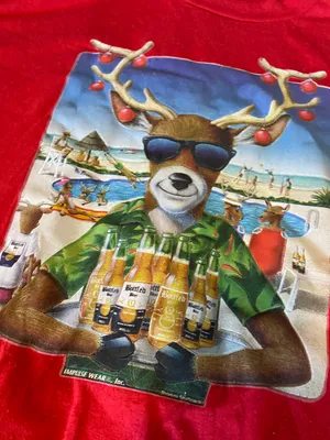 reindeer on beach Tshirt Size XXL thumbnail 7
