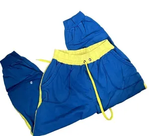 Casual‎ blue bright neon yellow sweatpants comfortable athletic pants trousers thumbnail 1