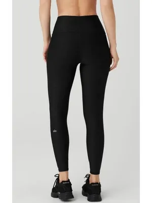 Alo Airlift High-Waist Leopard Debossed Leggings Black Hi-Rise Waisted Tights M thumbnail 2