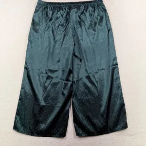 Linea Donatella Large Pajama Set Satin Green Gold Pin Dot Cami Wide Leg Pants thumbnail 6