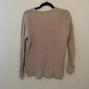 Madewell Ribbed Crewneck Sweater with Pocket - Beige, Size Small thumbnail 2