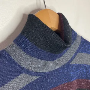 Lauren Ralph Lauren shimmering colorblock striped mockneck sweater size L thumbnail 6