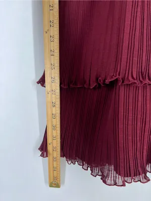NWT Altar’d State Burgundy Pleated Tiered Mini Dress Size S thumbnail 17