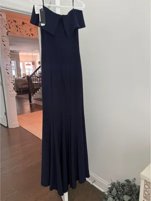 Aqua Dresses Navy Blue Off-Shoulder Evening Gown Size 6 thumbnail 4