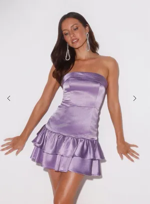 Hello Molly Stories of Style Strapless Satin Mini Dress Lilac thumbnail 2