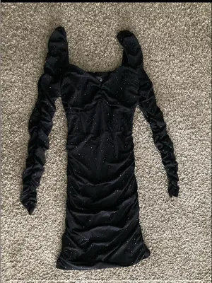 Windsor Black Rhinestone Mesh Corset Bodycon Mini Dress Size M thumbnail 2