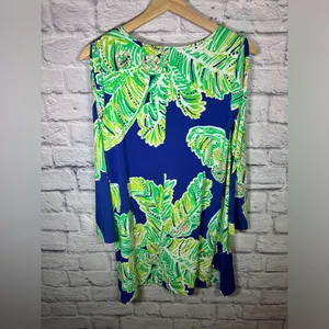 Lilly Pulitzer Ophelia Dress‎ Size XS Iris Blue Cold Shoulder Sleeve midi thumbnail 6