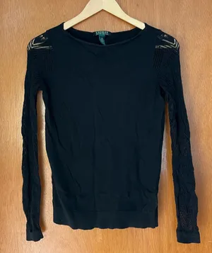 •Lauren Ralph Lauren black lace sleeve blouse• Size XS thumbnail 1