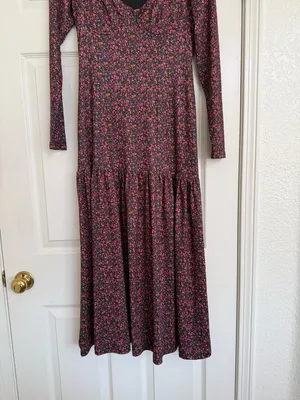 Anthropologie HUTCH Chase Tiered Long Sleeve Floral Midi Cottage‎ Dress S NWT thumbnail 4