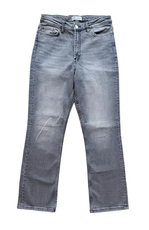 Zara Gray High Waisted Straight Legged Jeans size 8 thumbnail 1