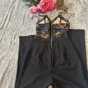 Express Black and Cream Lace Detail Top thumbnail 3
