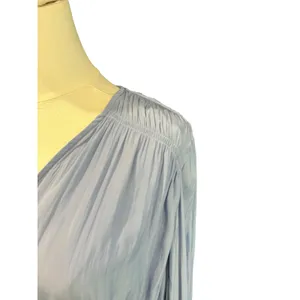 Universal Thread Boho Peasant Top XL Blue Long Sleeve Smocked Peplum V-Neck thumbnail 10