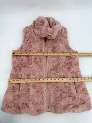 Marc New York Vest Women’s M Pink Faux Fur Zip Andrew Marc Plush Layering READ thumbnail 10