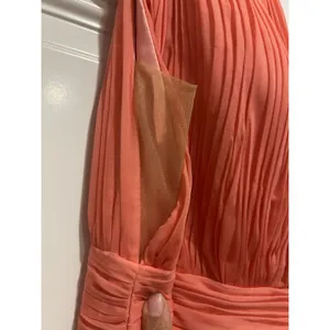 MAC DUGGAL Size 16 Coral Gown Wedding Formal Ball Gown Pleated Bodice Sequins thumbnail 6
