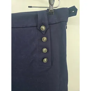 Talbots Sailor Pants Womens 14 Wide Leg Cropped Navy Blue Crest Button EUC thumbnail 2