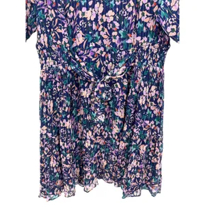 Shoshanna Floral Print Mini Dress Short Sleeve Tie Waist Purple Blue Size 14‎ thumbnail 4
