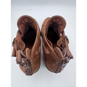 Soda 7 Brown Ankle‎ Boots Women's Faux Suede Cutout Buckle Western thumbnail 3