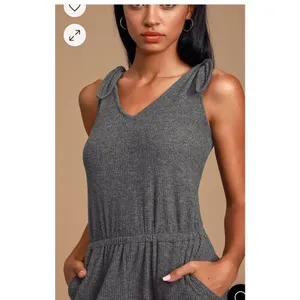 Lulus Belmore Heathered Charcoal Grey Ribbed Sleeveless Jumpsuit Size Medium thumbnail 8