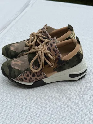 Steve Madden Cliff Sneakers Women 7 Camo Leopard Platform Lace Up Chunky Shoes thumbnail 3