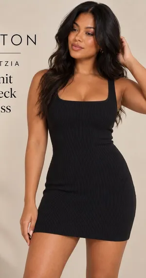 Aritzia Babaton Sculpt Knit Squareneck Mini Dress Black XS thumbnail 1