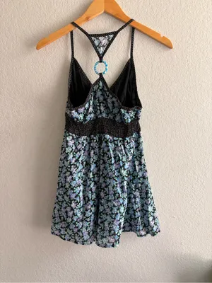 Free People Y2K Floral Boho Babydoll Cotton Racerback Tank Top Size S thumbnail 7