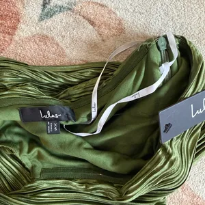 Lulu's Poised Performance Olive Green Plisse One-Shoulder Maxi Dress thumbnail 6