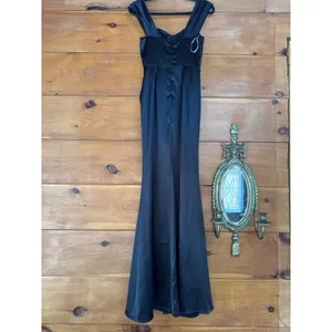 Lulus Stunning Arrival Black Satin Off-The-Shoulder Maxi Dress 2X-Large thumbnail 4
