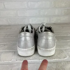 Gabor Platform Sneakers Womens 8 Silver Leather Metallic Lace Up Zip Comfort thumbnail 12