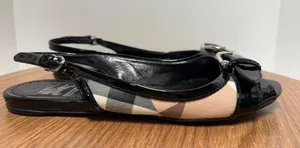 Burberry Novacheck Plaid Canvas Patent Leather Slingback thumbnail 1
