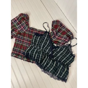 NWT American Eagle Smocked Puff-Sleeve Blouse & Prettiest Lace Trim Cami SET XL thumbnail 3