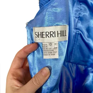 Sherri Hill 50086 Chiffon Beaded Sweetheart Prom Gown Formal Dress Periwinkle thumbnail 13