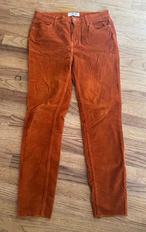 We The Free Free People Burnt Orange Corduroy Raw Hem Slim Pants Size 29 thumbnail 1
