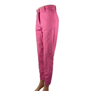 H&M Women's Pink High Rise Elastic Waist Slim Straight Trousers Pants Size 4 thumbnail 3