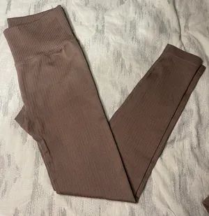 Amazon Light Brown Ribbed Leggings thumbnail 2