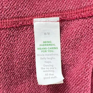 Aerie New Heights Cropped‎ Turtleneck Sweatshirt Burgundy Exposed Seam Raw Hem M thumbnail 5