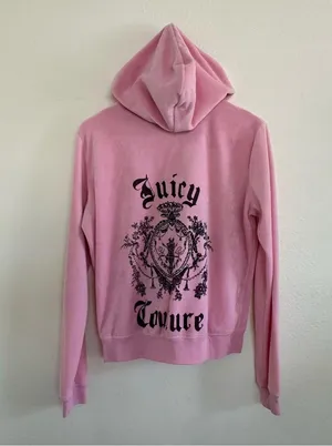 Juicy Couture Vintage Y2K Pink Velour Hoodie, L thumbnail 5