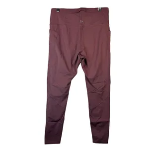 Yvette High Waist Leggings Workout Yoga Pants Pockets XL Mauve‎ Purple thumbnail 2
