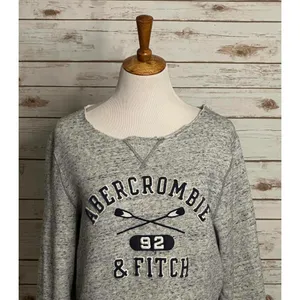 Abercrombie & Fitch distressed oversized marled grey sweatshirt Size Medium thumbnail 2