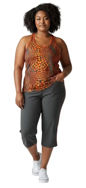 Xersion Athletic Tank Capri Pants Set Orange Gray Activewear Size XL thumbnail 1