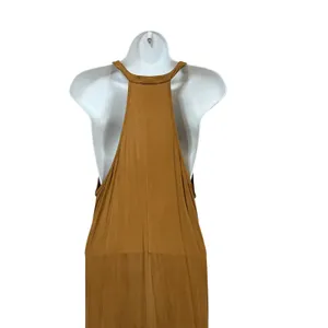 34°N 118°W Womens Camel Brown Deep V-Neck Handkerchief Hem Maxi Dress Size S thumbnail 4